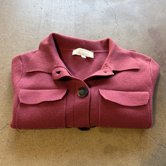 Sezane Betty 100% Merino Wool Rose Pink Button Cardigan Pocket Sweater S - Picture 7 of 9